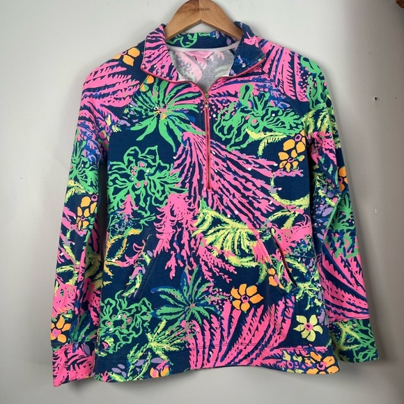 Lilly Pulitzer Women's Size XS Indigo All A Glow Skipper Popover Half Zip Top - Picture 1 of 9
